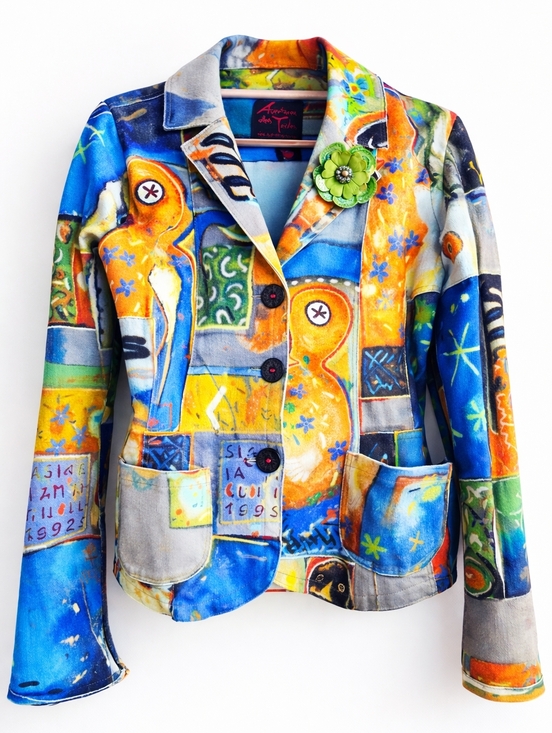 Adventures des Toiles Jackets & Blazers - Aventures des Toiles Art Blazer Wearable Art  Size 40 Rare Collector Piece